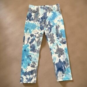GAP Denim Tie Dye Cheeky Straight Leg Jeans Blue/White Cloud Wash Women 30 EUC